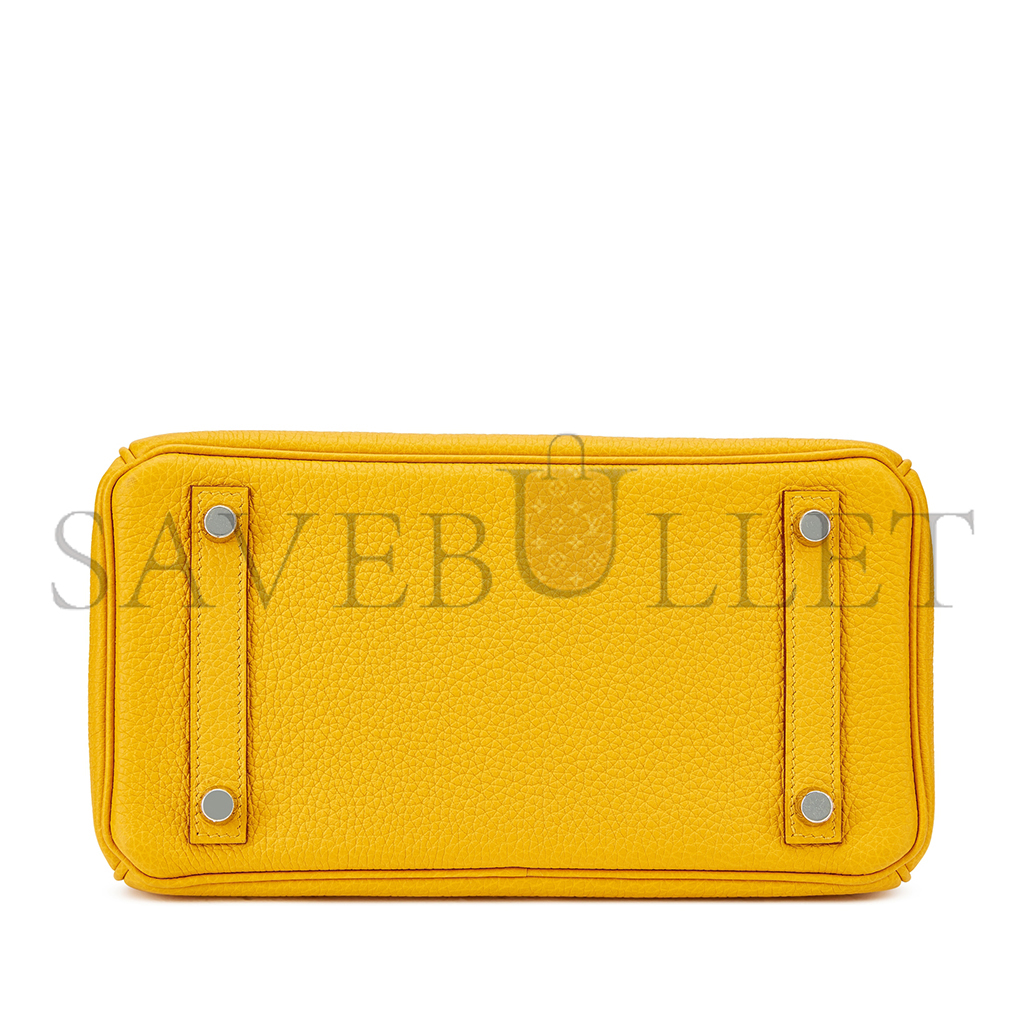 H**mes master birkin 25 crocodile and togo leather amber silver buckle h076216ck22 (25*20*13cm)